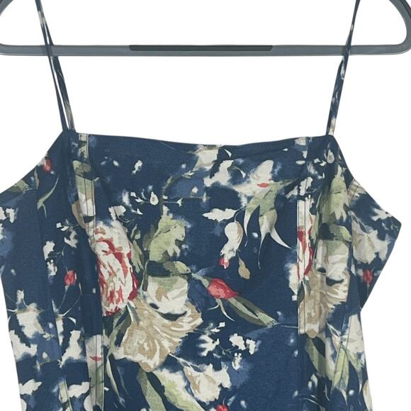 Lauren Ralph Lauren Blue Floral Linen Blend Sleeveless Midi Dress Size 14 - Picture 5 of 13